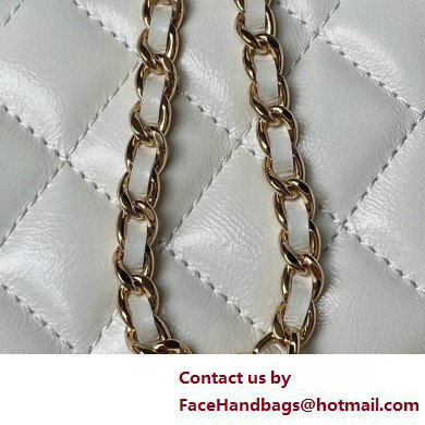 Chanel Shiny Crumpled Lambskin, Imitation Pearls  &  Gold-Tone Metal Clutch with Chain Bag AP3804 White 2025